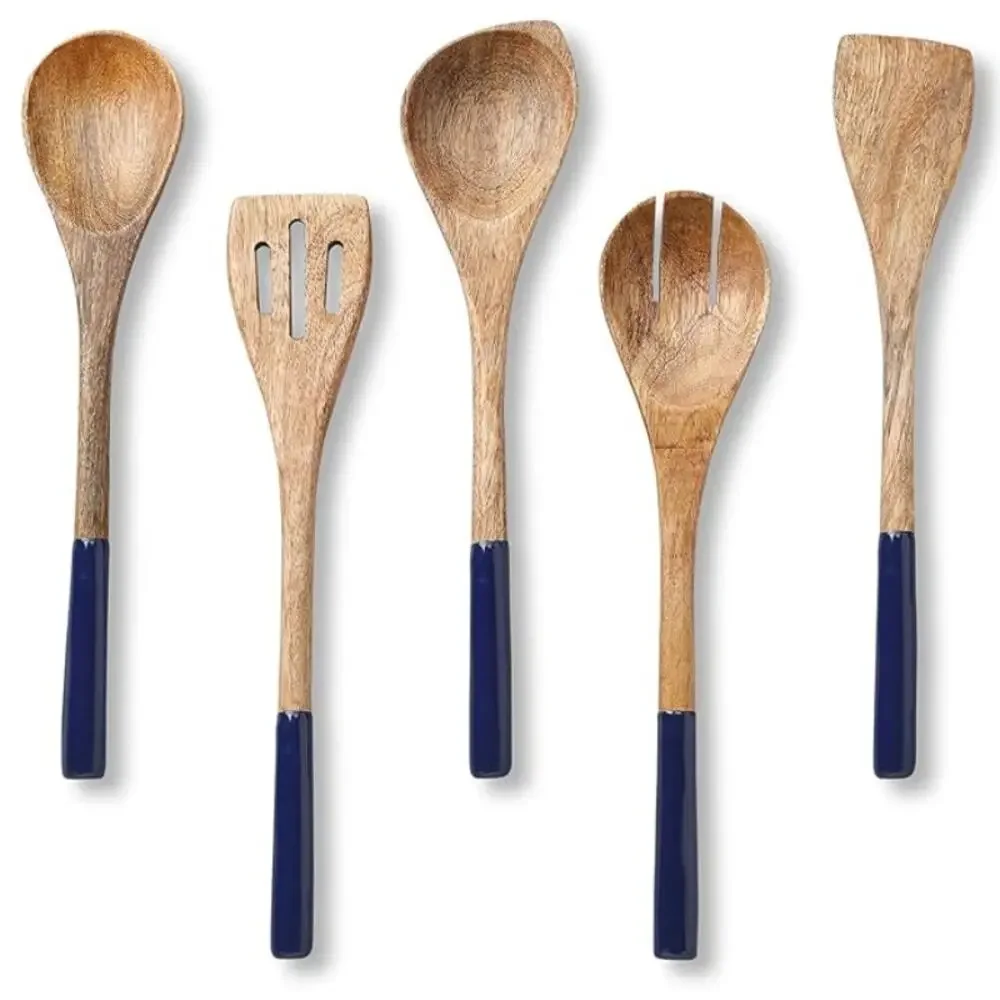 Set of 5 Wooden Spoons for Cooking, Smooth Finish Non Stick Wooden Utensil Set
